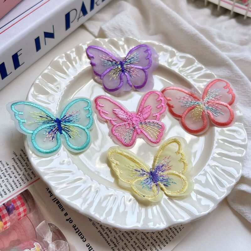Single-Layer Gold and Silver Thread Embroider Butterfly Lace Cloth Stickers DIY Handmade Crafts Clothing Clothing Wedding Decoration Accessories