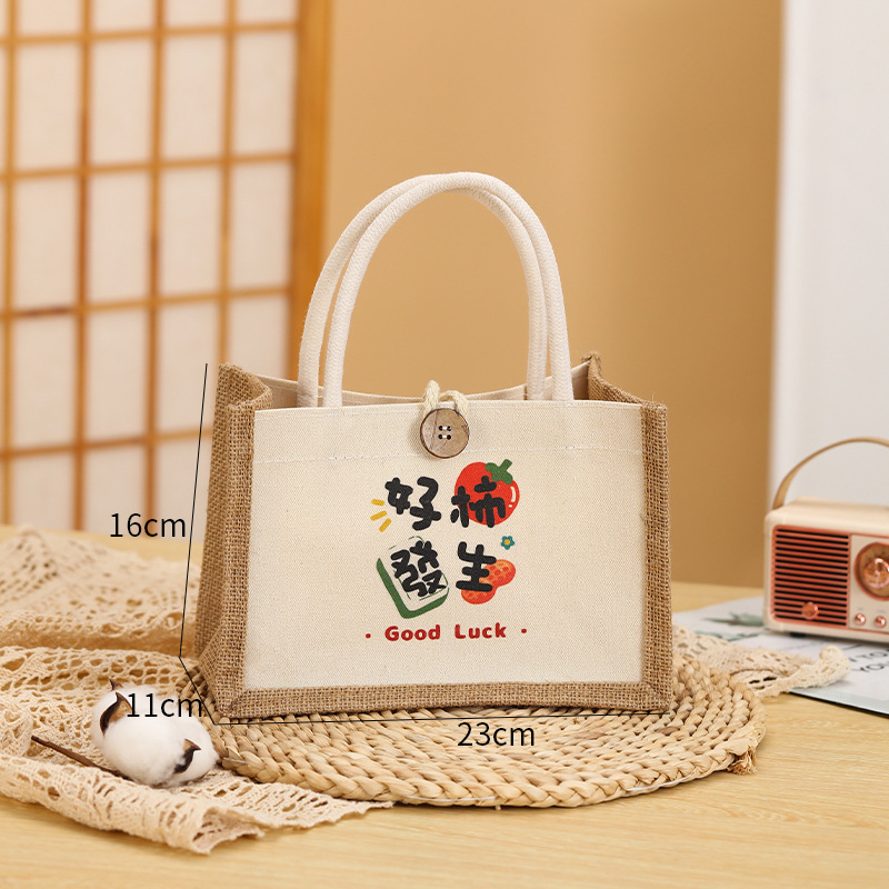 Nuevo bolso de lino estudiante caja de almuerzo ropa de protección del medio ambiente compras bolso ojo bolsa de lino bolso de lona
