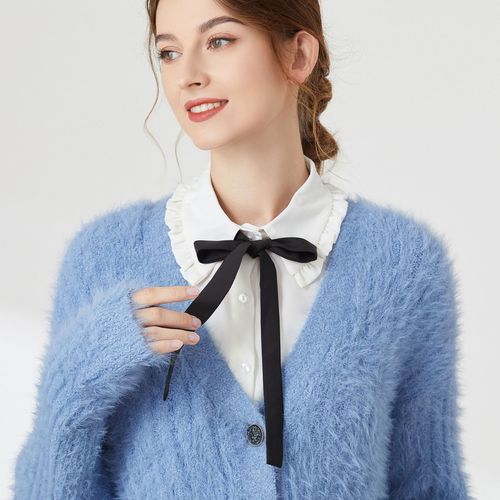 Women's Fashionable Pointed Collar Child Fall and Winter Matchable Striped Shirt Collar for Women Long-Sleeve Shirt Collar for Spring and Autumn