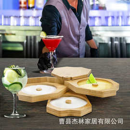 跨境竹制调料盒自制果汁鸡尾酒盐边盒可旋转多层蘸糖器香料调味盒