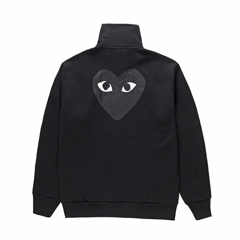 2023 Play Peach Heart Cardigan Jacket with Large Black Heart on the Back, Stand-Up Collar, Fleece Sweatshirt, Women's Spring and Autumn Style Sweatshirt 2023 Play Peach Heart Cardigan Jacket with Large Black Heart on the Back, Stand-Up Collar, Fleece Sweatshirt, Women's Spring and Autumn Style Sweatshirt