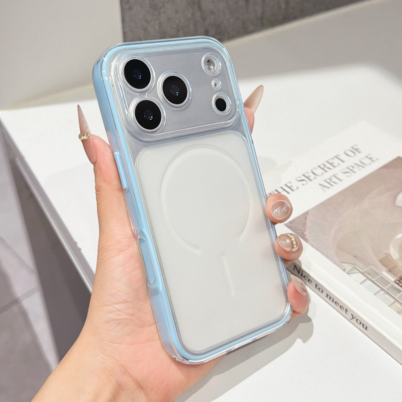 Suitable for Instantly Transforming Your iPhone 17 Pro Max into a Two-In-One Color-Blocking Phone Case, Transparent Matte Apple 16 Anti-Drop Soft Case