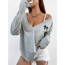 L 40629 Cotton Blend V-neck Long Tees �޻�� V �쳤�� T ��
