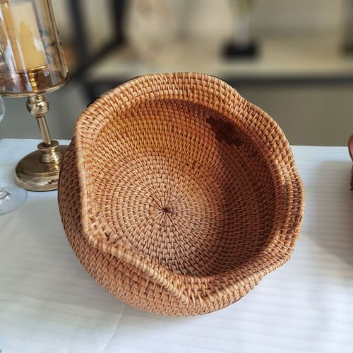 华飞越南藤编收纳盒桌面整理筐糖果点心零食坚果家用收纳篮0891