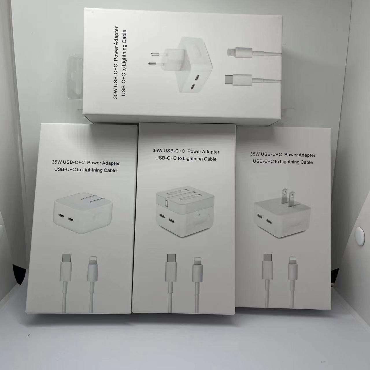 适用于苹果PD35W充电器包装盒PD双C口英规欧规中规套装环保纸盒