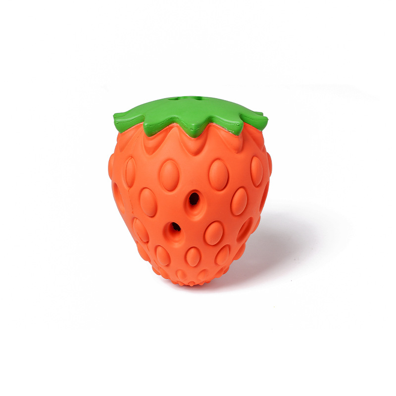 Leckage Erdbeere Zahnen Reinigung Hund Interaktive Pädagogische Umweltfreundliche Gummi Haustier Spielzeug_voghion.com