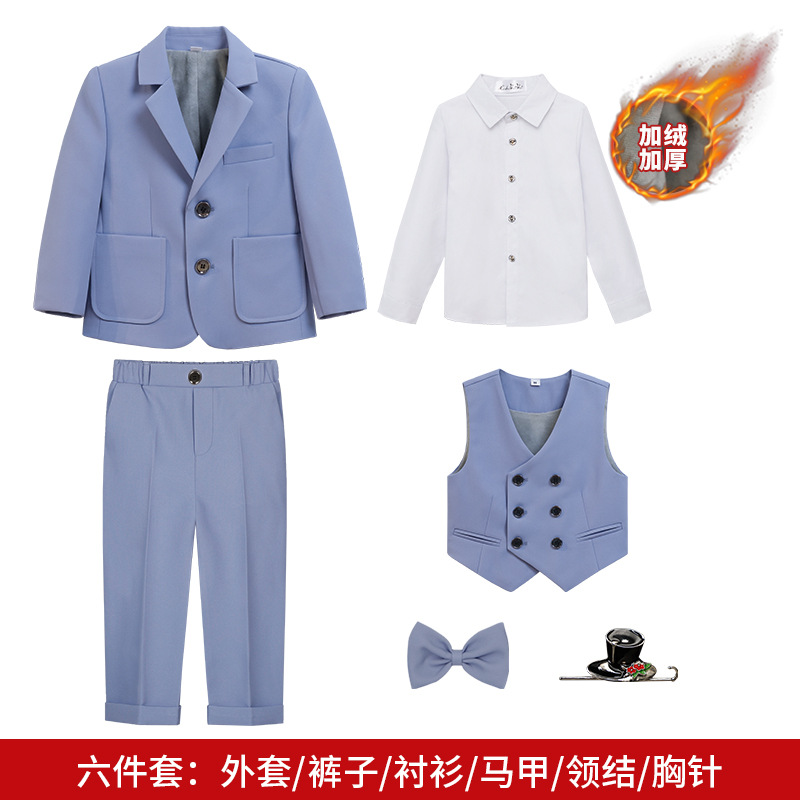 Traje de los muchachos vestido de primavera y otoño nuevo color sólido británico pequeño traje de los muchachos de piano anfitrión actividad rendimiento traje