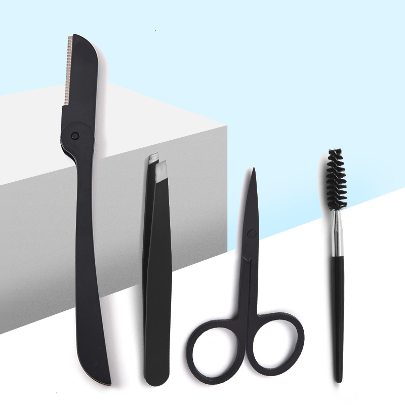 Beauty eyebrow trimming scissors wholesale black stainless steel scissors eyelash scissors eyebrow trimmer
