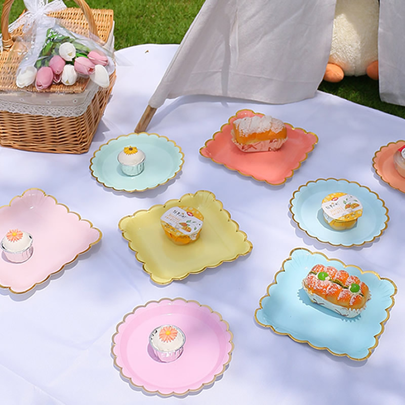 7 inch disposable plate camping picnic plate cake plate birthday party paper plate ins dessert table decorative tableware