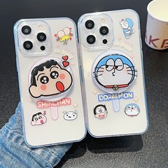 磁吸殼卡通+磁吸支架適用iPhone15promax手機殼透明12防摔13軟殼