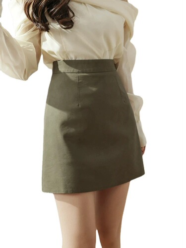 Skirt A-line winter semi-slip PU leather women's short skirt new style high-waisted slimming plus-size spring matte mini skirt