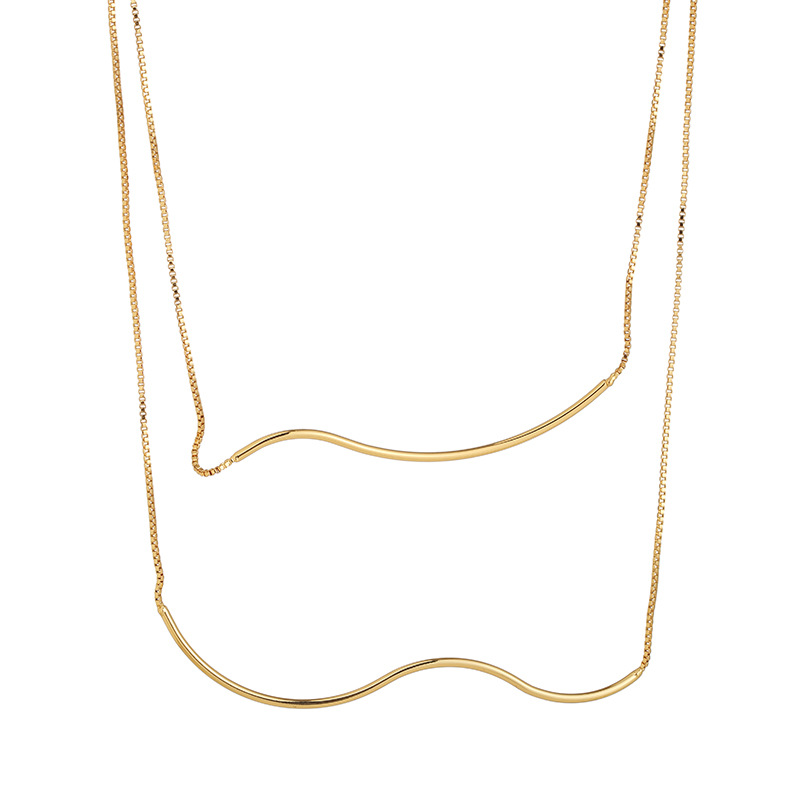 Latón chapado 18K oro real europeo y americano minimalista moda ins estilo curvo cadena collar nicho collar versátil Otoño e Invierno