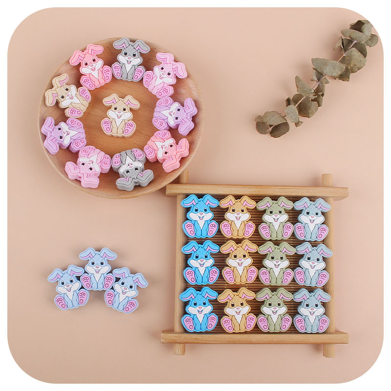 Suministros para bebés silicona conejo mordedor cuentas a granel mordedor cuentas DIY bebé molar pezón cadena pequeños accesorios