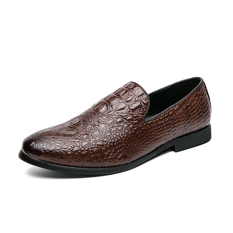 2024 comercio exterior zapatos de cuero de hombre de gran tamaño con estampado de cocodrilo estilo británico puntiagudo joven tendencia zapatos de cuero para hombres image 7