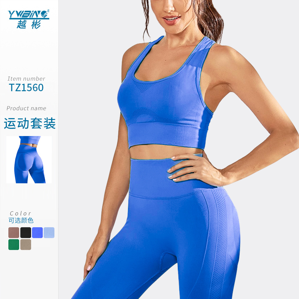 Deportes yoga ropa de entrenamiento de dos piezas alta elástica transpirable desmontable pecho pad ropa de entrenamiento cintura alta cadera levantamiento ropa para correr para mujeres