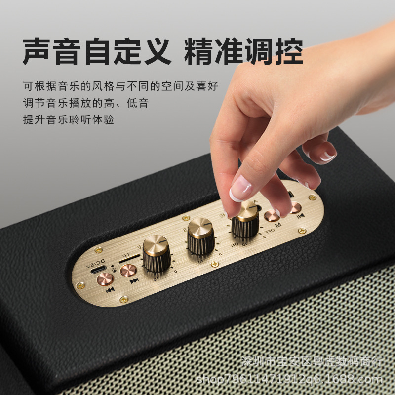 華強北m 18無線ブルートゥース音響サブウーファ屋外携帯帯重低音レトロ実木立体スピーカー|undefined