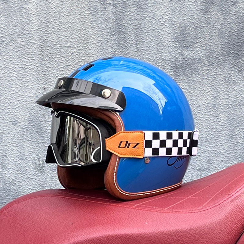 ORZ casco retro para hombres y mujeres certificado 3C motocicleta eléctrica 3/4 casco medio casco cuatro estaciones personalidad universal pareja