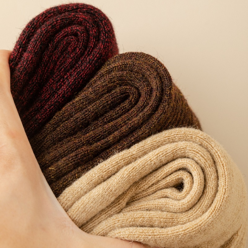 Pełne wełniane skarpety męskie do połowy łydki, jesień i zima, grube, ciepłe, wysokie pończochy frotte, zimowe, podszyte polarem, długie_voghion.com