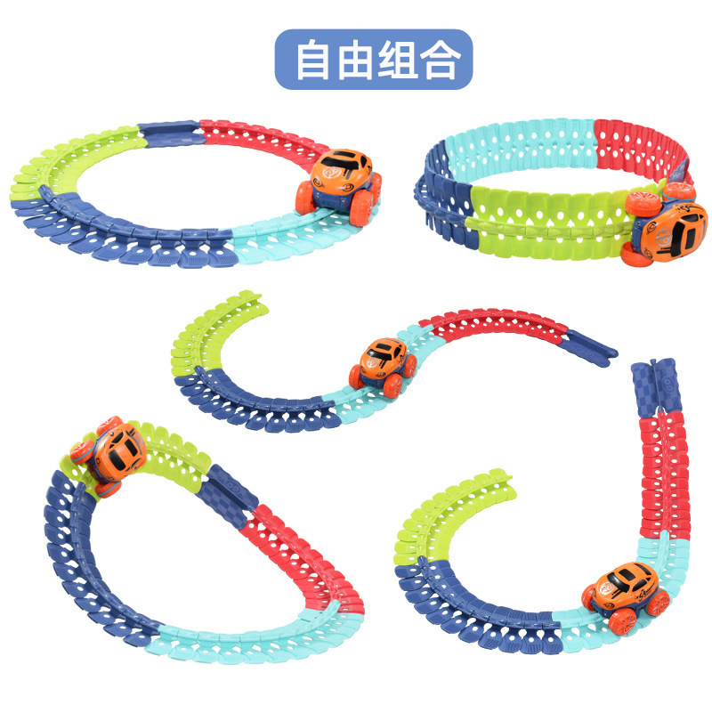 Iluminación transfronteriza inteligencia coche eléctrico variedad Montaña Rusa coche de ferrocarril juguete para niños coche de ferrocarril montado flexible