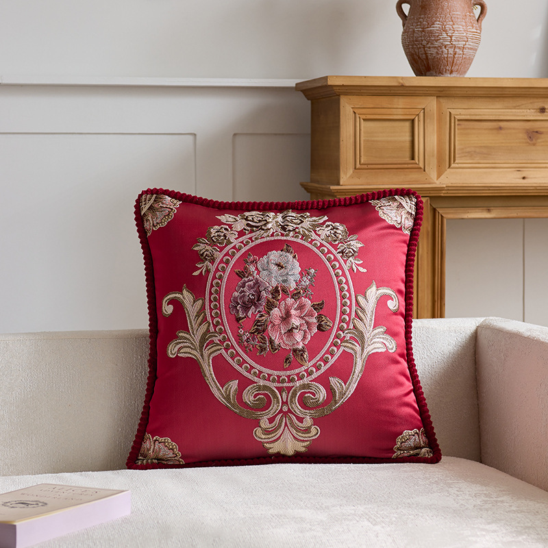Almohada clásica simple y de alta gama Almohada ligera de lujo Tela antigua Cama Sala de estar Sofá Funda de almohada Cojín con núcleo