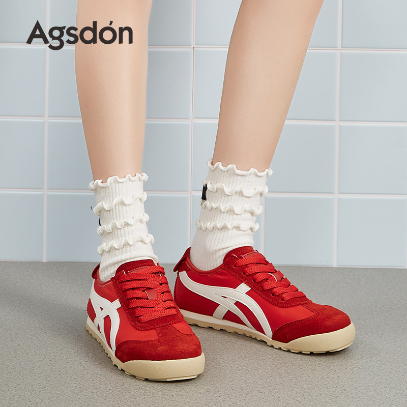Augustion Red Alemania Training Shoes Mujer 2025 Nuevo verano Suela plana Casual Forrest Gump Zapatos de dopamina
