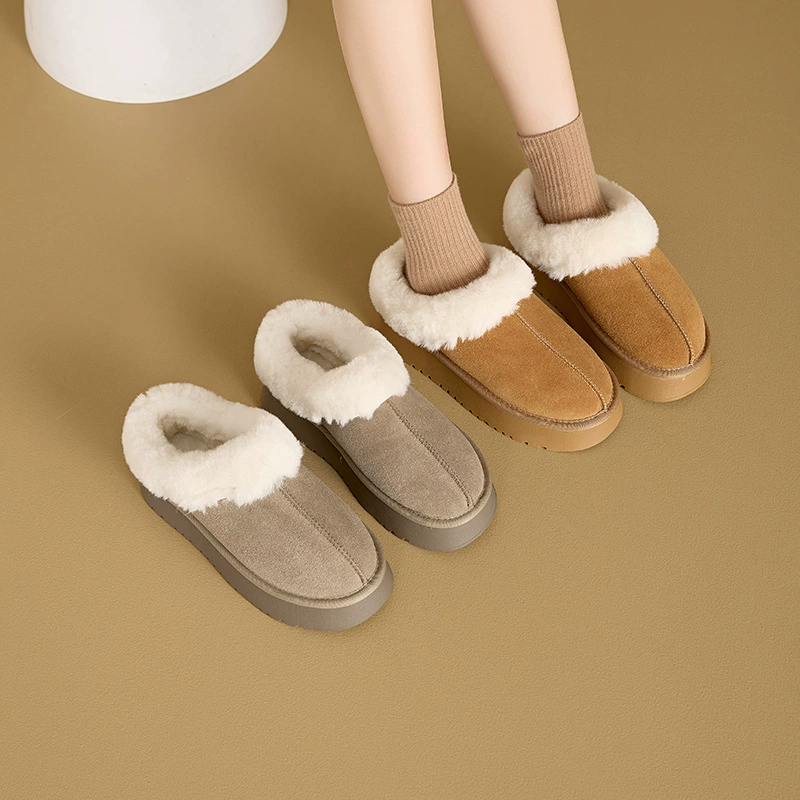 Женские короткие сапоги из натуральной кожи на толстой нескользящей подошве, осень-зима 2025, с натуральным мехом, повседневные, утепленные, без застежек