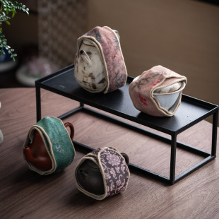 Suede Purple Sand Pot Protective Strip Tea Set Teapot Cover Bowl Protective Bag Outdoor Travel Fabric Anti-Collision Tea Accessories