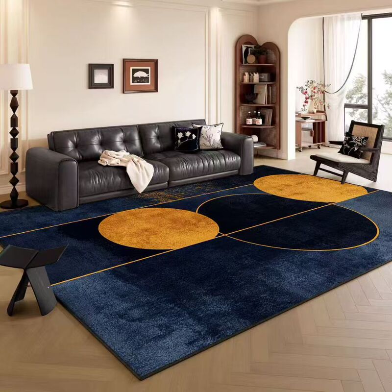 Modern Light Luxury Geometric Carpet, Living Room Sofa Coffee Table Rug, Nordic Style Blue Bedroom Bedside Rug, Household Non-Slip Floor Mat