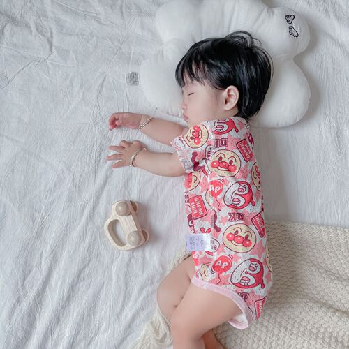  Summer Baby Bodysuit for Infants and Toddlers, Cotton Onesie with Half-Sleeves, Triangular Diaper Cover, Short Climbing Suit, Thin