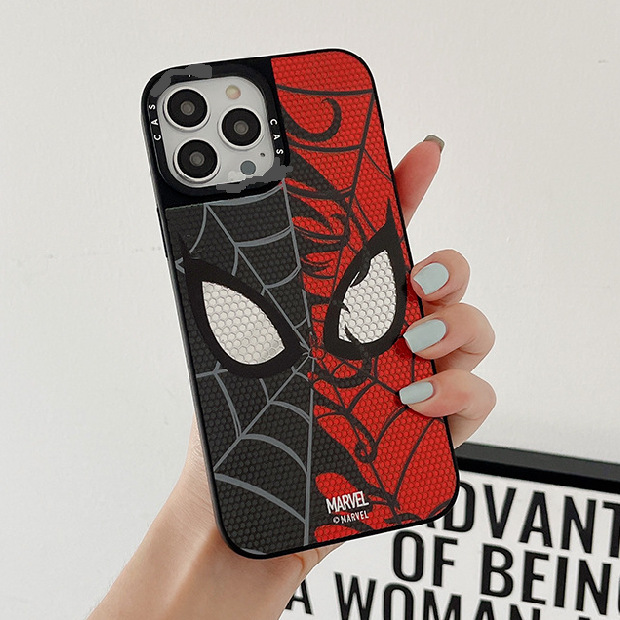 thumbnail for Applicable to Apple model high quality mirror mobile phone shell Marvel miles Superman Spider-Man pattern mobile phone case