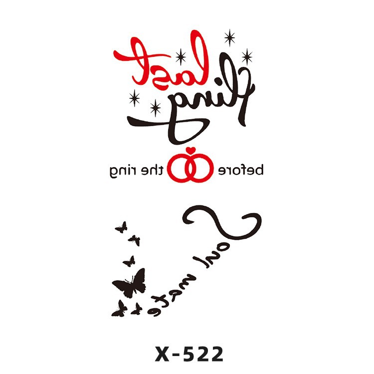 Arco de flor pequeña pegatinas de tatuaje fresco 3D dibujos animados transfronterizo Henna rosa impermeable texto en inglés pegatinas de tatuaje