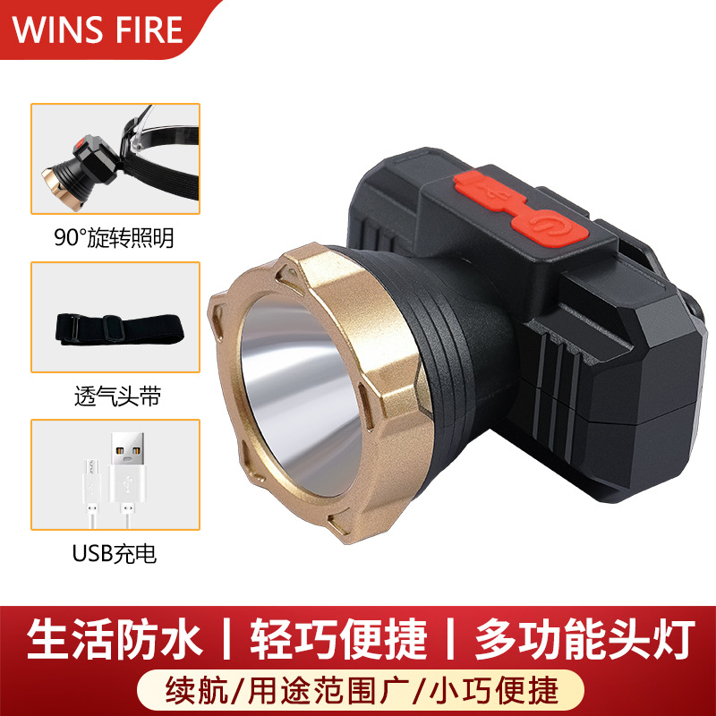 Luz LED al aire libre fuerte USB cargar linterna portátil impermeable mini lámpara de minería de largo alcance