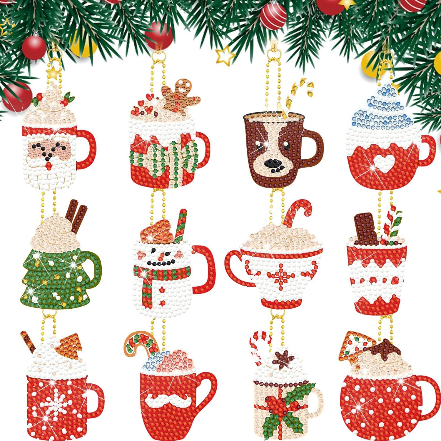 Pintura de Diamantes Navideña 2025, Pintura de Diamantes de Halloween, Llavero DIY Hecho a Mano, Fabricante de Origen Transfronterizo