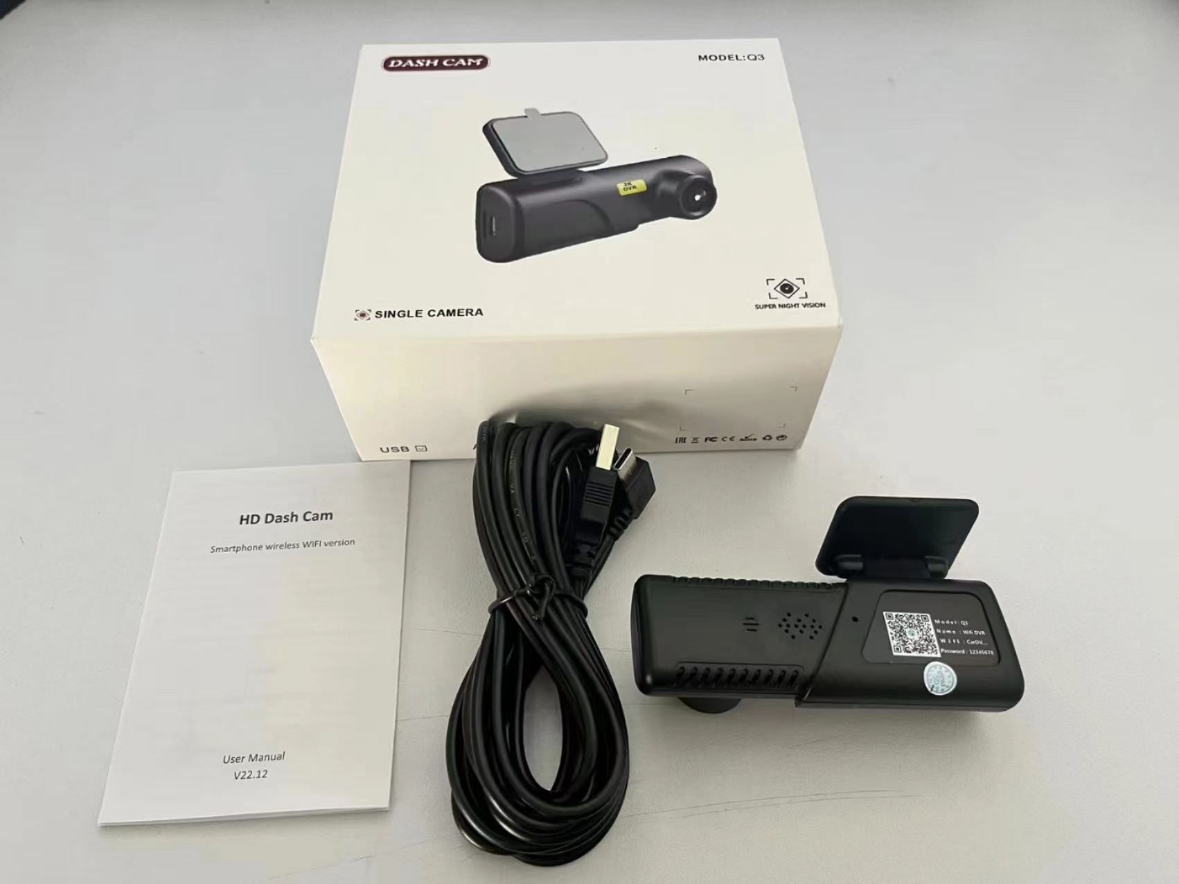 Hot-Selling Foreign Trade Model 1080P Mobile Phone Wifi-Connected High-Definition Dash Cam with 24H Parking Monitoring