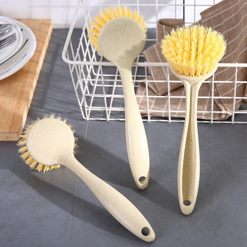 Multifunctional Wooden Handle Kitchen Cleaning Brush, Easy-To-Clean Long-Handled Dishwashing Brush, Soft-Bristled Pot Brush, Pot Cleaning Tool