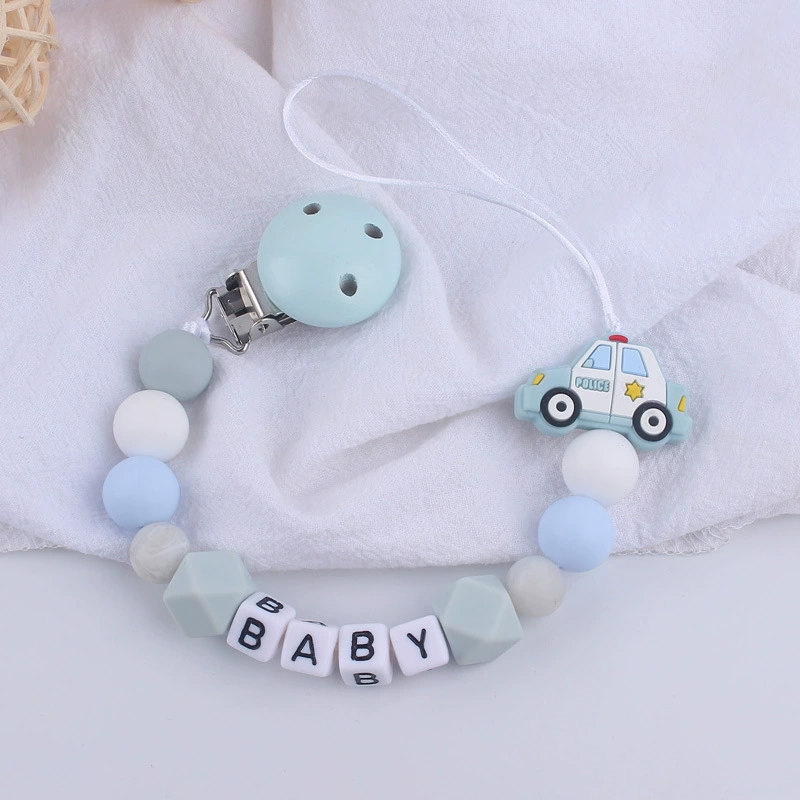 Детские принадлежности мультяшная Полицейская машина цепочка для соски, чтобы успокоить ребенка DIY укус молярной соски анти-капельная цепь Новый