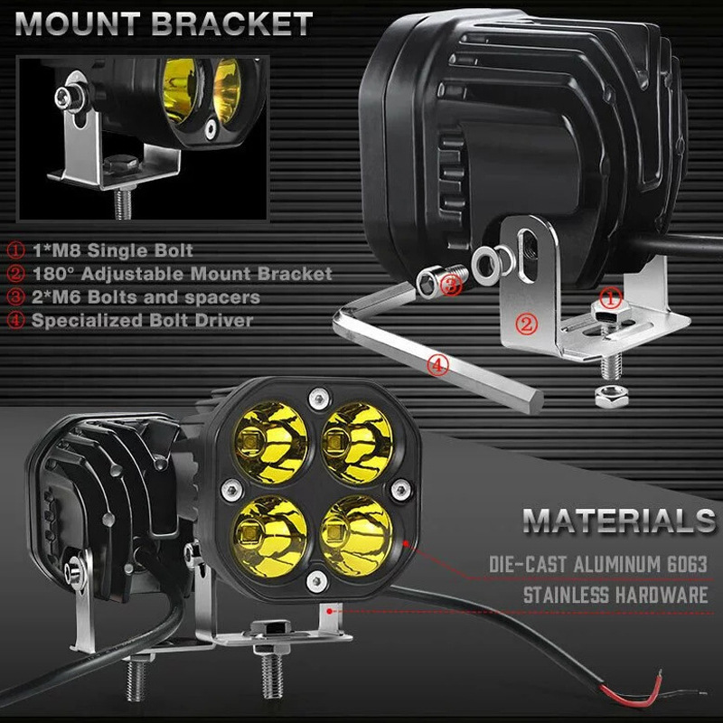 Car 3inch Led Work Light 4Led High-Brightness 40W Spotlight Modified Off-Road Vehicle Light Engineering Auxiliary Light