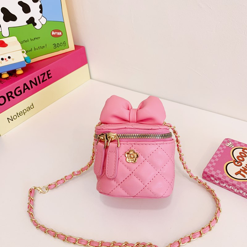 Bolsa de hombro coreana para niños con arco de estilo estilo extranjero bolsas de cadena de diamante lindas mini niñas mochila