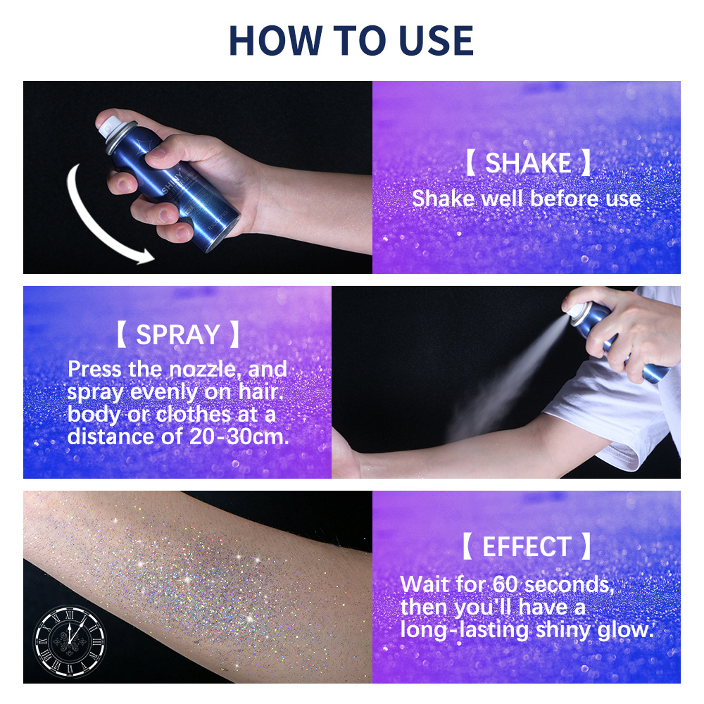ibcccndc Glitter Spray 60ml Nightclub Party Body Starry Sky Glitter Spray Stage Makeup undefined