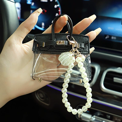 Car key bag – Celebrity Women's Car Key Case - elegant-black-pearl-chain