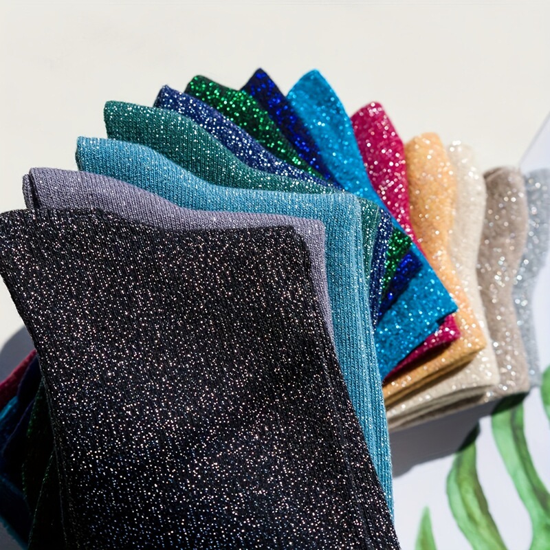 Cross-border Store South Korea Women's Socks Spring and Summer Japanese Gold and Silver Silk Socks Women's Solid Color Thin Breathable Medium Socks