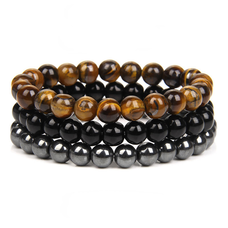 Nuevo 8mm Ojo de Tigre piedra pulsera turquesa hematita amatista traje pulsera para Mujeres Hombres joyería