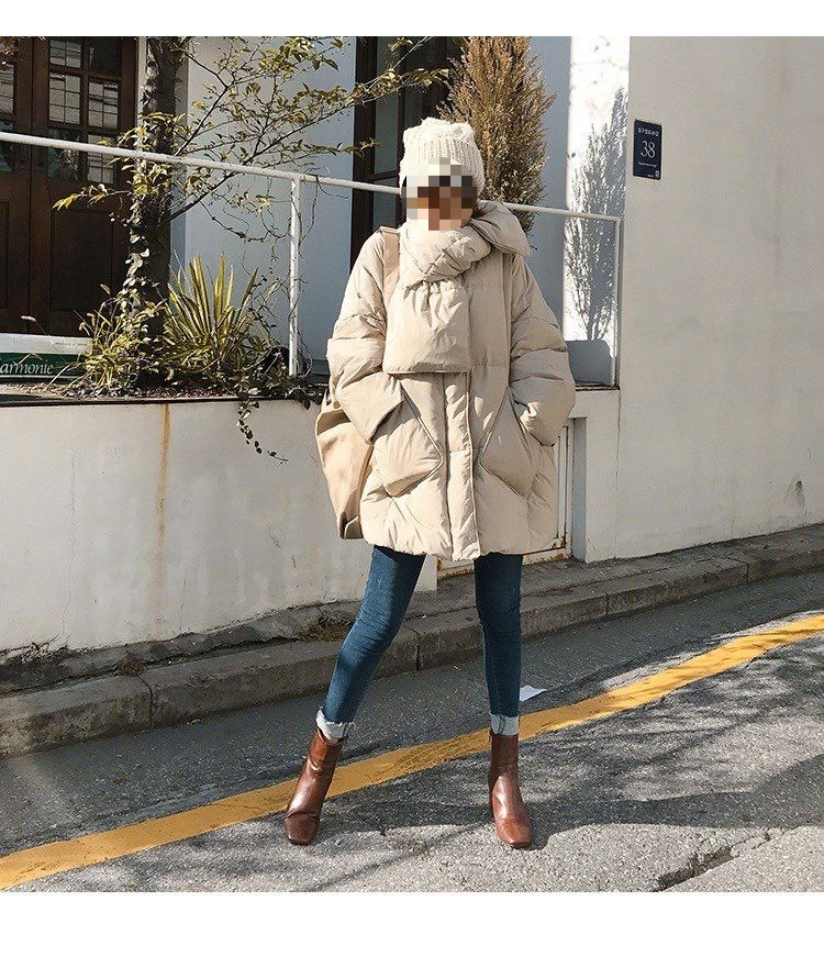 Women's Mid-length Down Jacket Loose Fit Stylish Korean Winter Coat_voghion.com