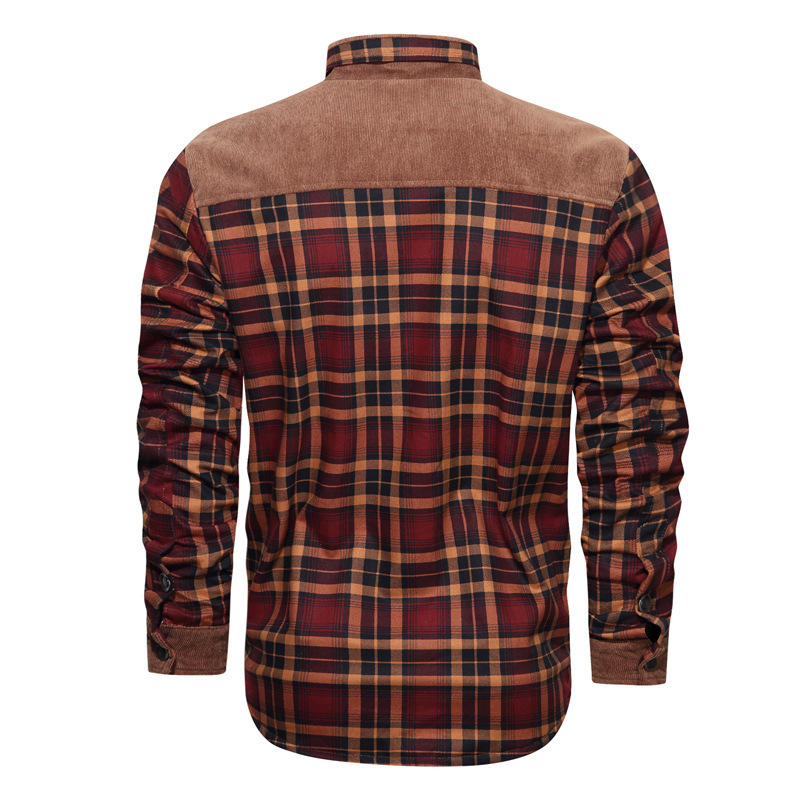 Herrenbekleidung Herren große Größe Winter plus Samt verdickt Docht Drachen kariertes Hemd Jacke Mantel Herrenbekleidung_voghion.com