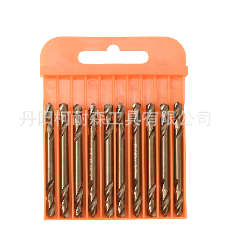 Double-head cobalt-containing stainless steel twist drill full-grinding hand electric drill high-speed steel double-head twist drill metal hole drill