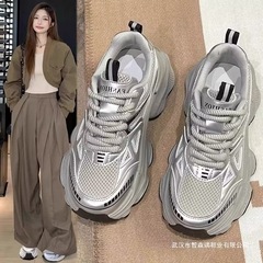 爆款老爹鞋女2025春夏季新款厚底增高网面透气百搭轻便运动休闲鞋