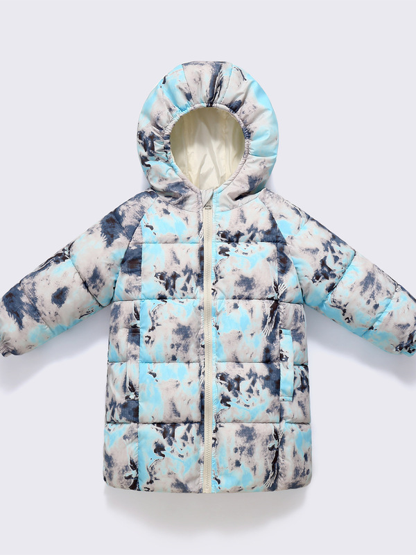 儿童棉中长款冬季童装羽绒棉服男女童中大童加厚棉外套泼墨花色系|undefined