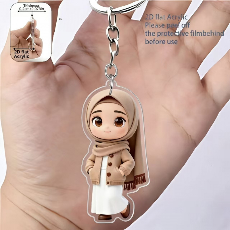 Colgante transfronterizo nuevo plano 2D niña acrílico llavero colgante mochila móvil bolsa de ejercicio colgante equipaje