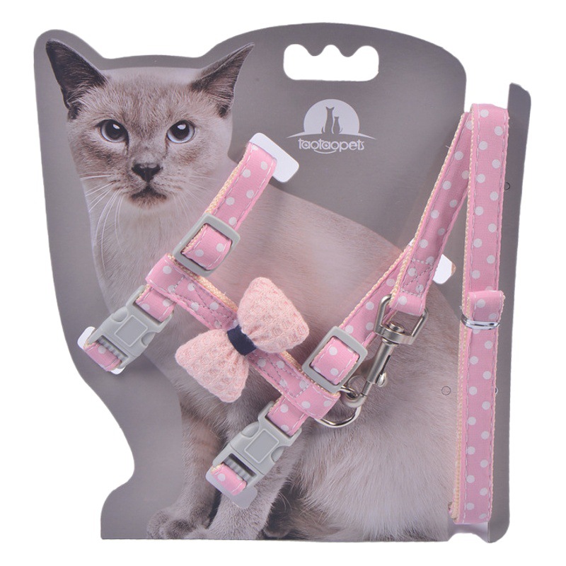 Cuerda de tracción para gatos para evitar que se libere, lazo de lunares de verano, correa para el pecho en forma de trabajo para gatos, correa para caminar para gatos