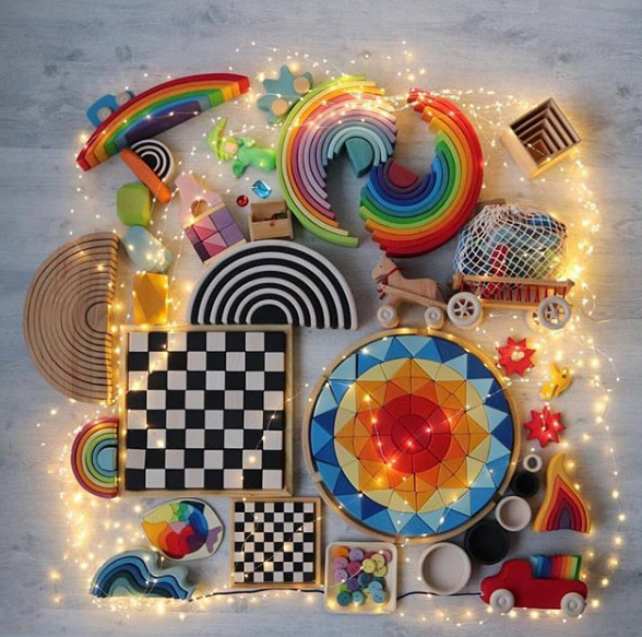 Bloques de construcción de arco iris para niños de madera juguetes bebé color cognición educación infantil altura apilamiento 3-10 años Juguetes